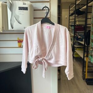 Girls' Pink Tie-Front Cardigan Sweater